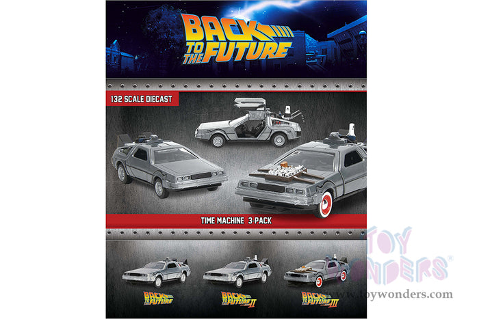 Hollywood Rides: Back To the Future - 3 Pack Time Machine 1:32 Scale Model Car