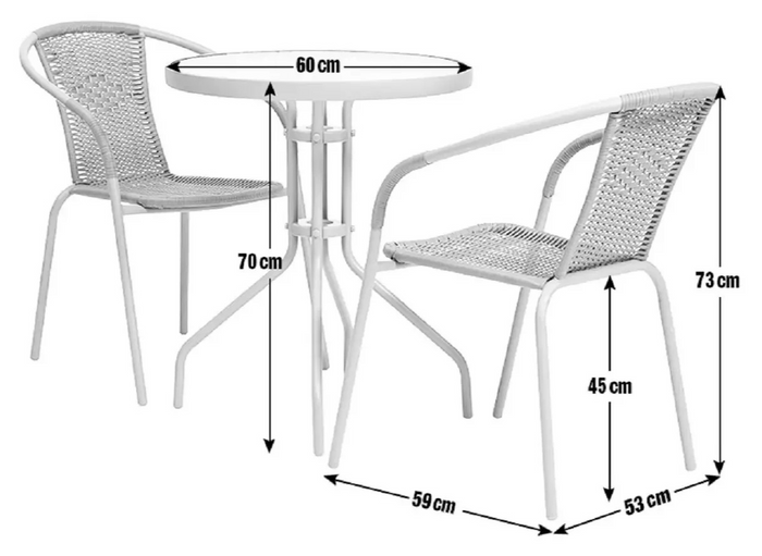 Home 2 Seater Rattan Effect Garden Bistro Set - Grey