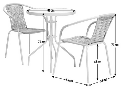 Home 2 Seater Rattan Effect Garden Bistro Set - Grey