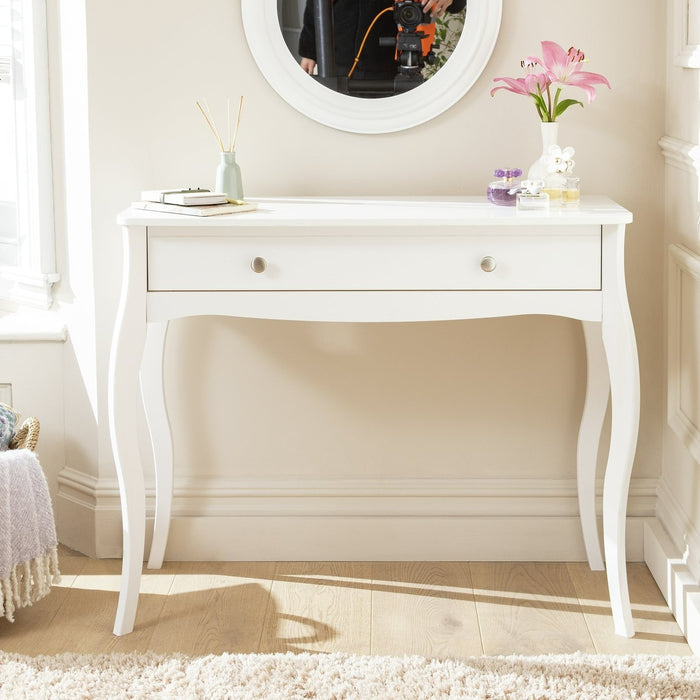 Home Amelie 1 Drawer Dressing Table - White | Stylish Makeup Station