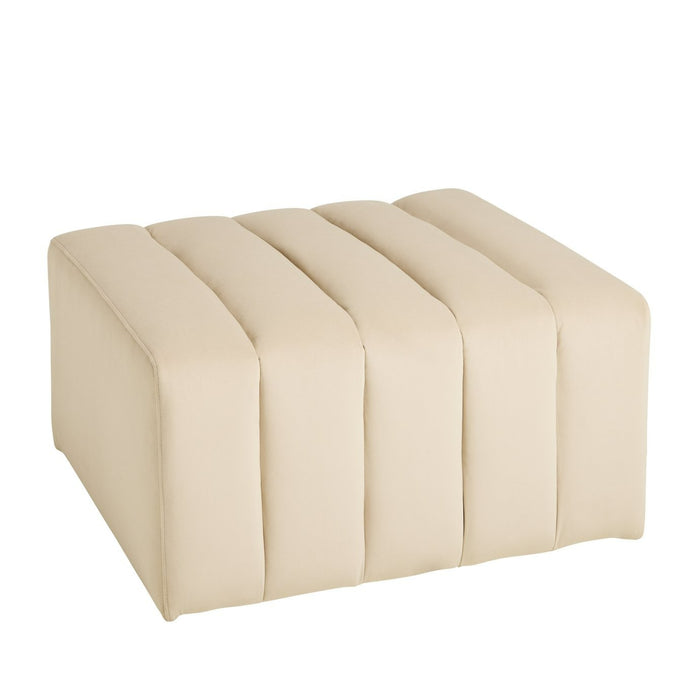 Home Letti Velvet Footstool - Latte | Soft Upholstered Comfort