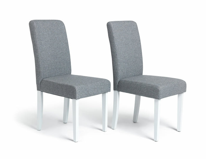 Home Pair of Tweed Fabric Dining Chairs - Grey | Soft Textured Upholstery