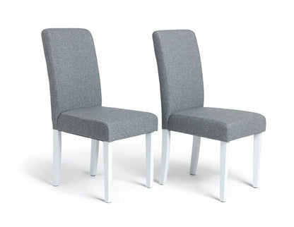 Home Pair of Tweed Fabric Dining Chairs - Grey | Soft Textured Upholstery