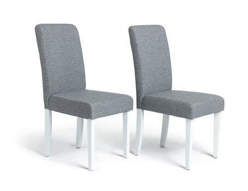 Home Pair of Tweed Fabric Dining Chairs - Grey | Soft Textured Upholstery