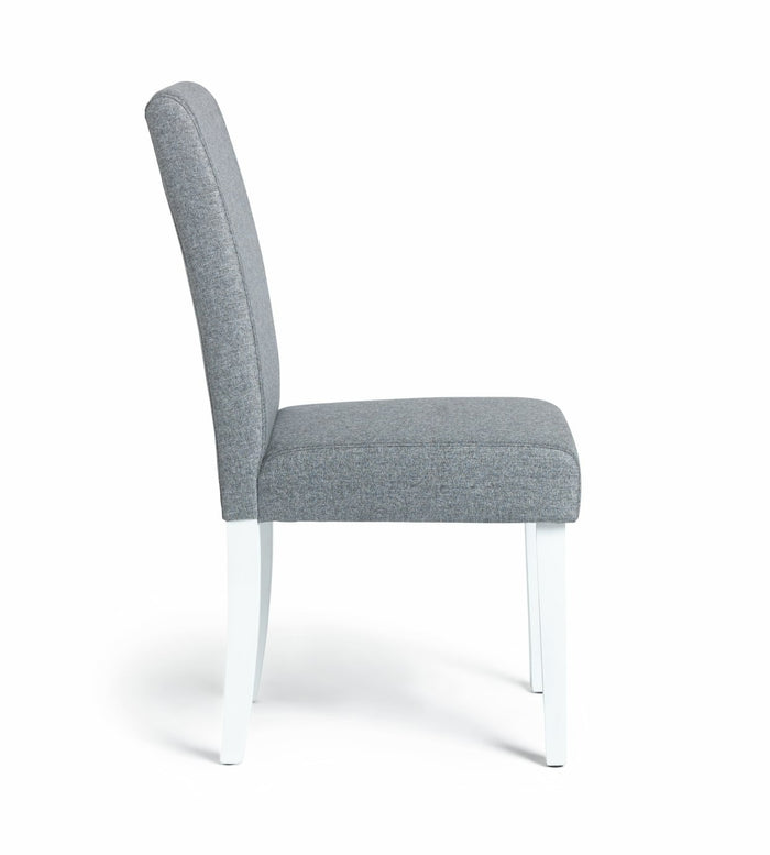 Home Pair of Tweed Fabric Dining Chairs - Grey | Soft Textured Upholstery