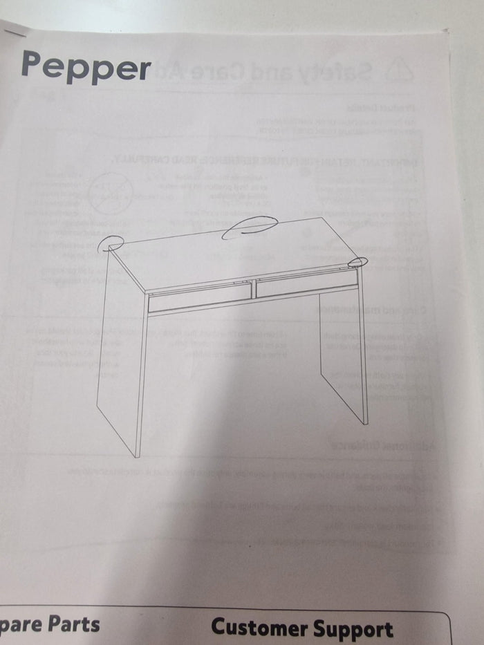 Home Pepper 2 Drawers Office Desk - White (B Grade)