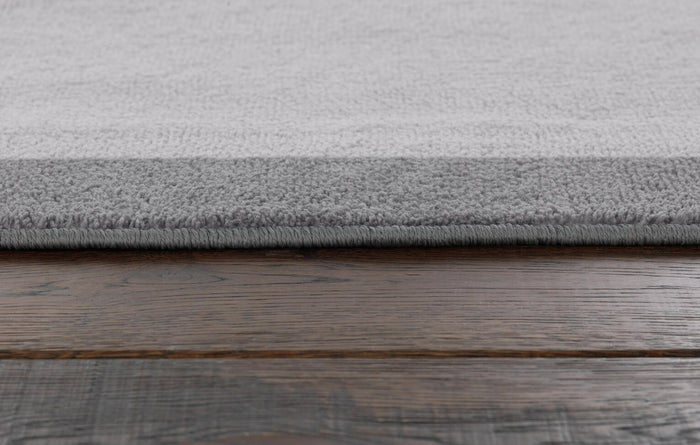 Home Plain Border Grey Cut Pile Rug - 230x160cm