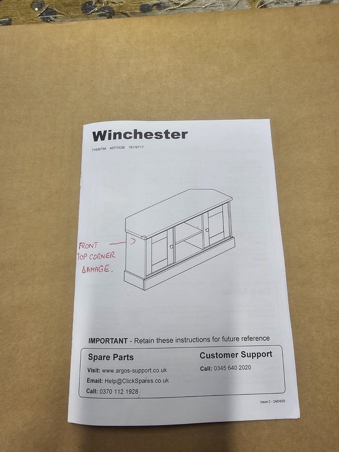 Home Winchester 2 Door TV Unit - Cream (B GRADE)