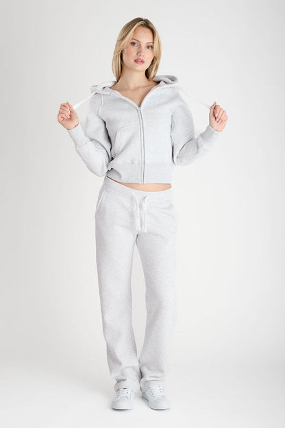 Hoodzip Girl Cropped Light Grey