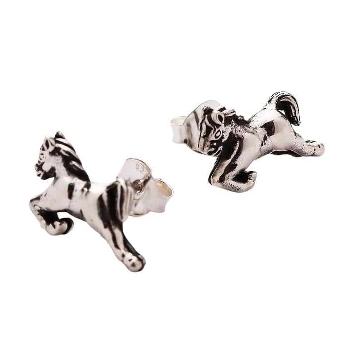 Sterling Silver Horse Earrings-Bikerringshop