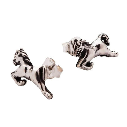 Sterling Silver Horse Earrings-Bikerringshop
