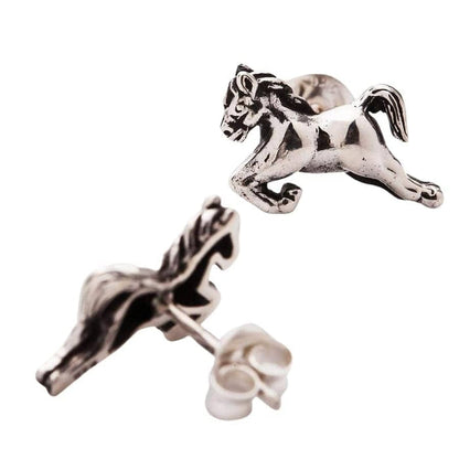 Sterling Silver Horse Earrings-Bikerringshop