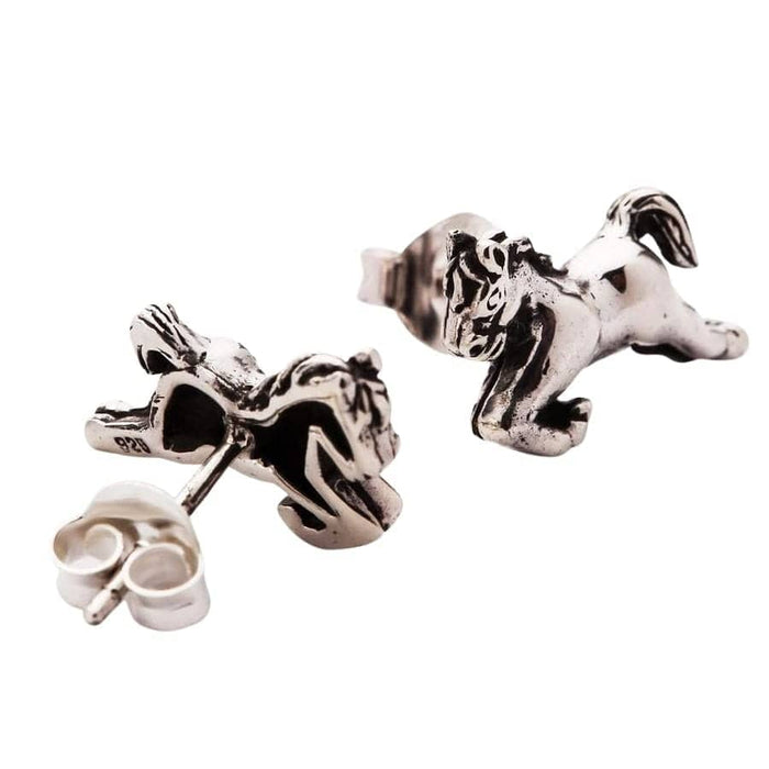 Sterling Silver Horse Earrings-Bikerringshop