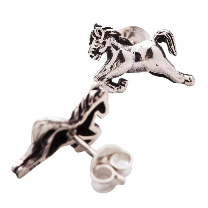 Sterling Silver Horse Earrings-Bikerringshop