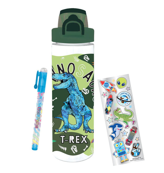 Hot Focus Dinosaur - Pop-Open Writing Fun Water Bottle