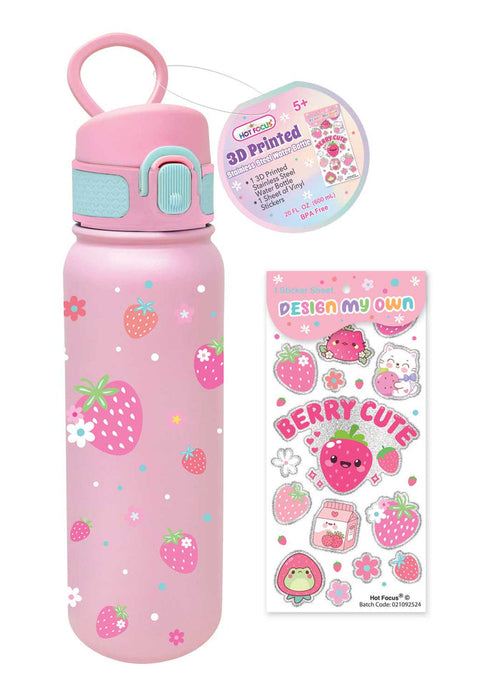 Hot Focus Strawberry - 3D Printing Stainless steel Water Bottle