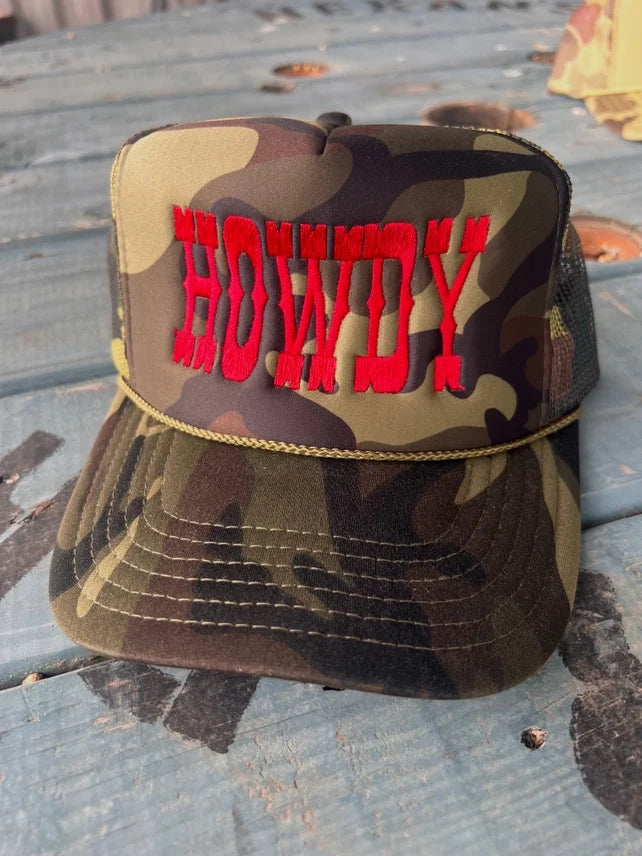 Howdy Camo Embroidered Trucker Hat