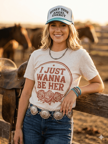 I Just Wanna Be Her Graphic TeeHeather OatmealS