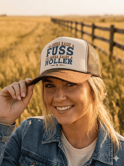 I'm Gonna Raise A Fuss Trucker HatBrown & Tan