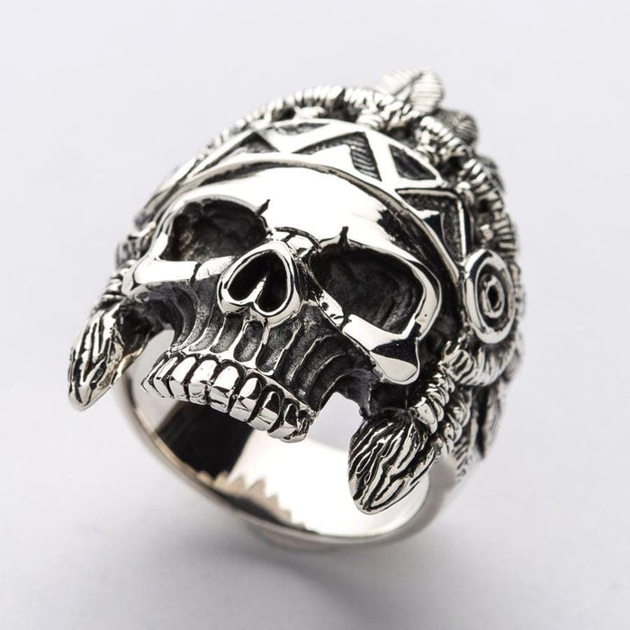 Biker Ring with Indian Chief Design