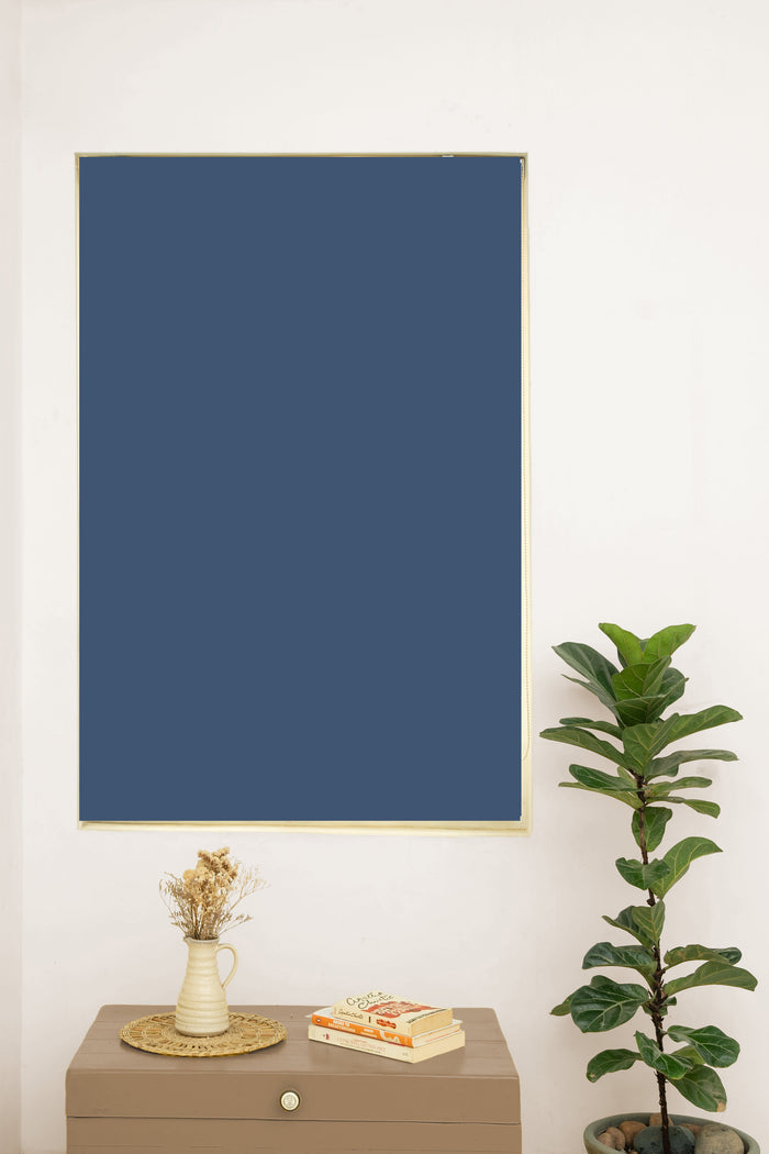 Indigo blue solid 100% Cotton Plain Customizable blind for livingroom & Bedrooms-Room Darkening