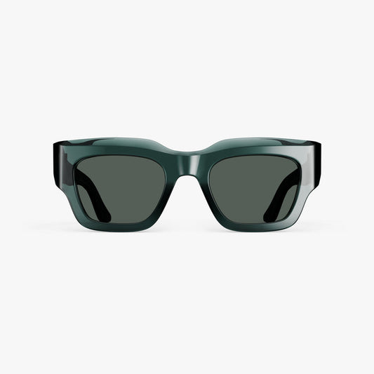 Crystal Emerald / Grey Green Lens | Front view of Intrados Sunglasses in Crystal Emerald with Grey Green Lens