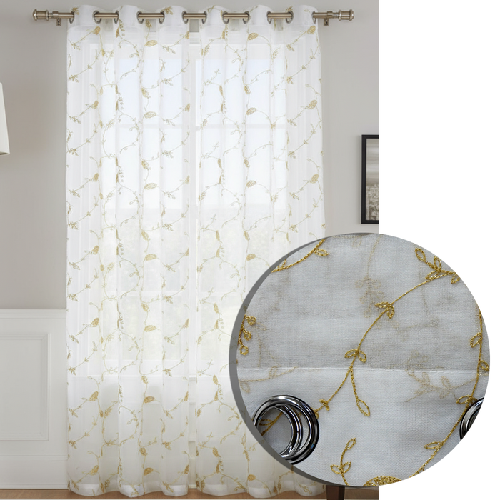 Iridessa Embroidery Grommet Window Panel