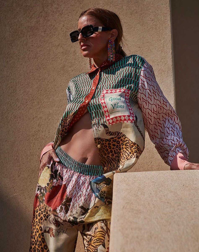 Isabel Mixed Print Oriental Shirt
