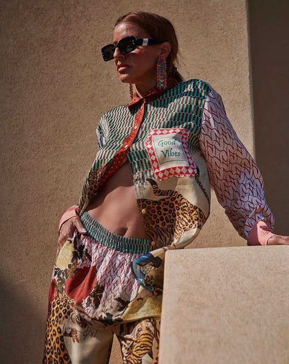 Isabel Mixed Print Oriental Shirt