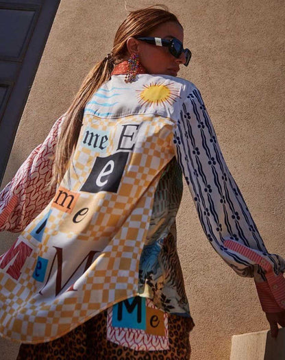 Isabel Mixed Print Oriental Shirt