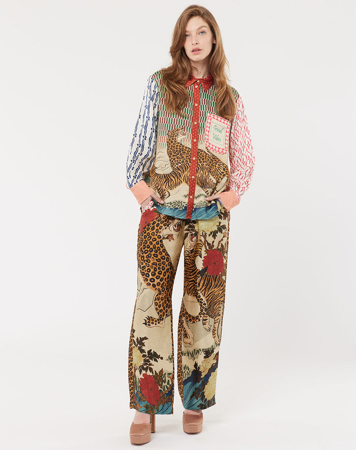 Isabel Mixed Print Oriental Shirt