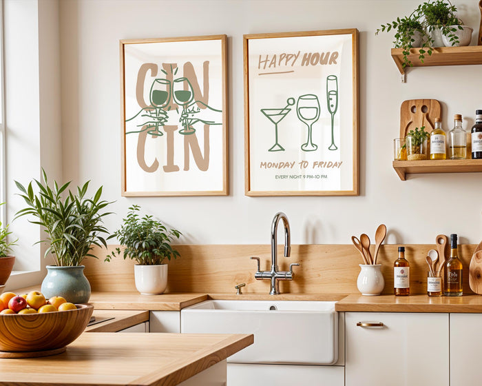 Kitchen Wall Art Set of 6, Italian Bar Cart Prints, Cin Cin Wine Posters, Pasta Lover Club Art, Happy Hour Dining Decor Bundle, DIGITAL