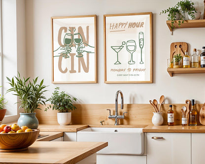 Kitchen Wall Art Set of 6, Italian Bar Cart Prints, Cin Cin Wine Posters, Pasta Lover Club Art, Happy Hour Dining Decor Bundle, DIGITAL