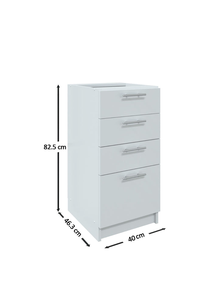 JD Greta Fixed Height Kitchen Drawer Unit 400mm - White Matt A-