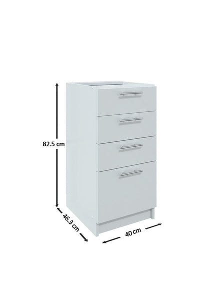 JD Greta Fixed Height Kitchen Drawer Unit 400mm - White Matt A-