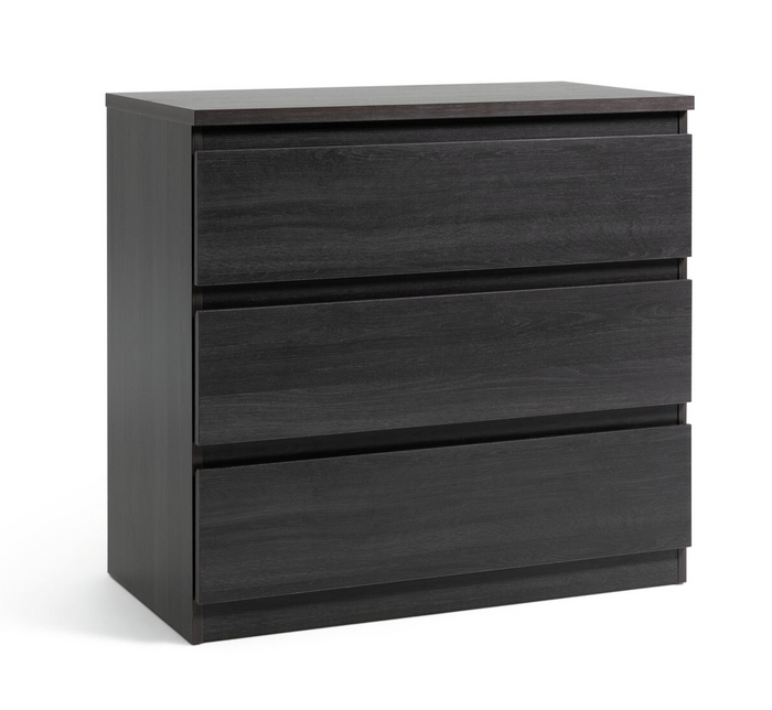 Jenson 3 Drawer Chest -Black Oak Effect | Dark Wood Look