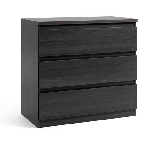 Jenson 3 Drawer Chest -Black Oak Effect | Dark Wood Look