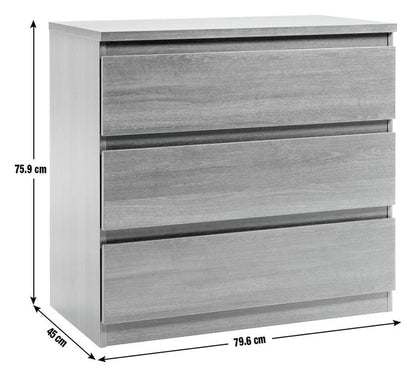 Jenson 3 Drawer Chest -Black Oak Effect | Dark Wood Look