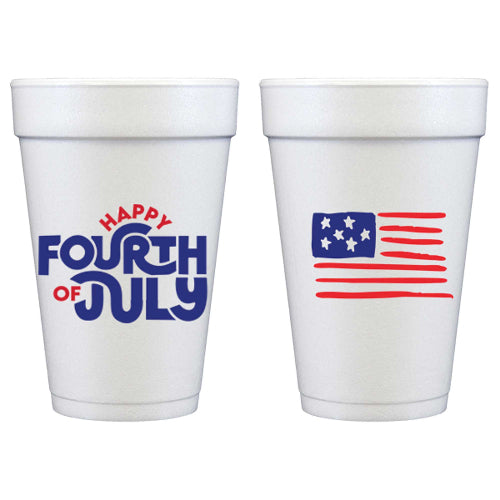 Two Funny Girls July 4th/Patriotic-Groovy July 4th Foam Cup(10 ct)