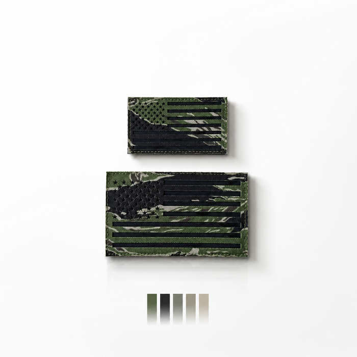 Jungle Tiger Stripe Camo IR American Flag Patch Set (35 Entries)
