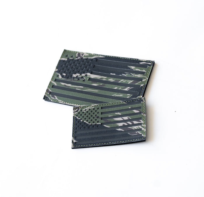 Jungle Tiger Stripe Camo IR American Flag Patch Set (35 Entries)