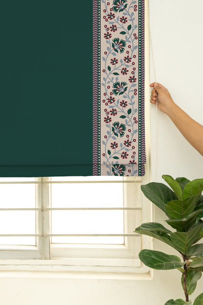 Kadamba Jade Green 100% Cotton Plain Customizable blind for livingroom & Bedrooms  - Room Darkening