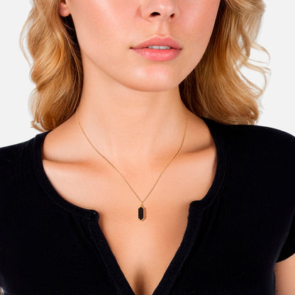 Kette Geo gold Emaille-Anhänger schwarz