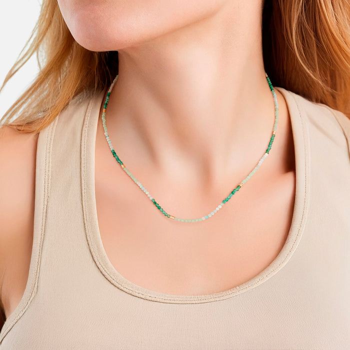 Kette gold mit Amazonit/Aventurin