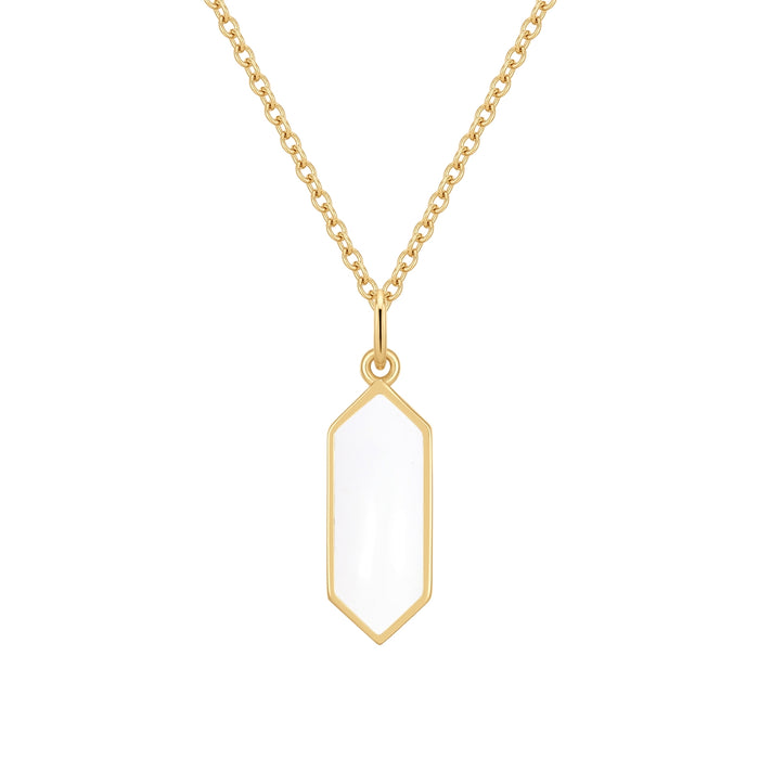 Kette mit Anhänger Geo gold mit Emaille weiß