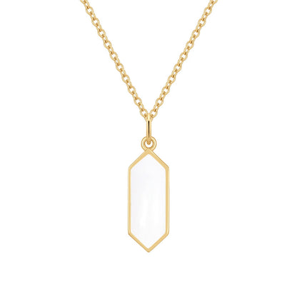 Kette mit Anhänger Geo gold mit Emaille weiß