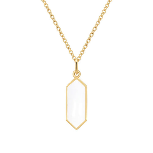 Kette mit Anhänger Geo gold mit Emaille weiß