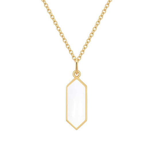 Kette mit Anhänger Geo gold mit Emaille weiß