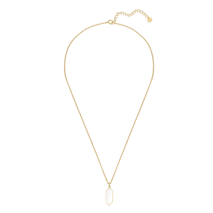 Kette mit Anhänger Geo gold mit Emaille weiß