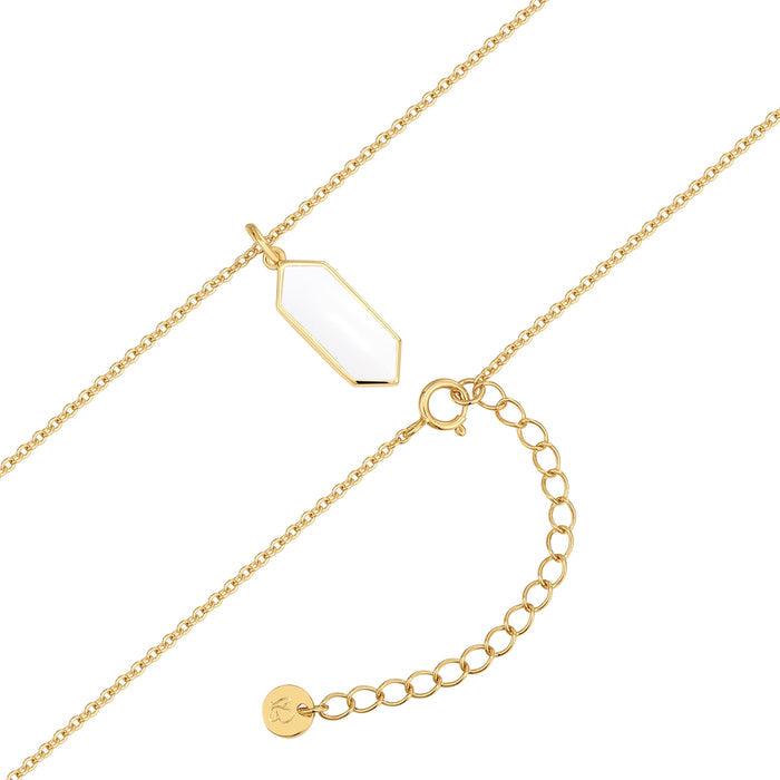 Kette mit Anhänger Geo gold mit Emaille weiß